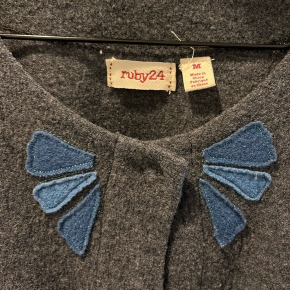 Women’s Ruby24 Wool Coat, Charcoal Gray with Floral Pattern  - Mediumn - Picture 2 of 8